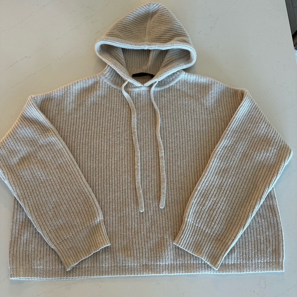 Jenni Kayne Cashmere Fisherman Hoodie Oatmeal XS